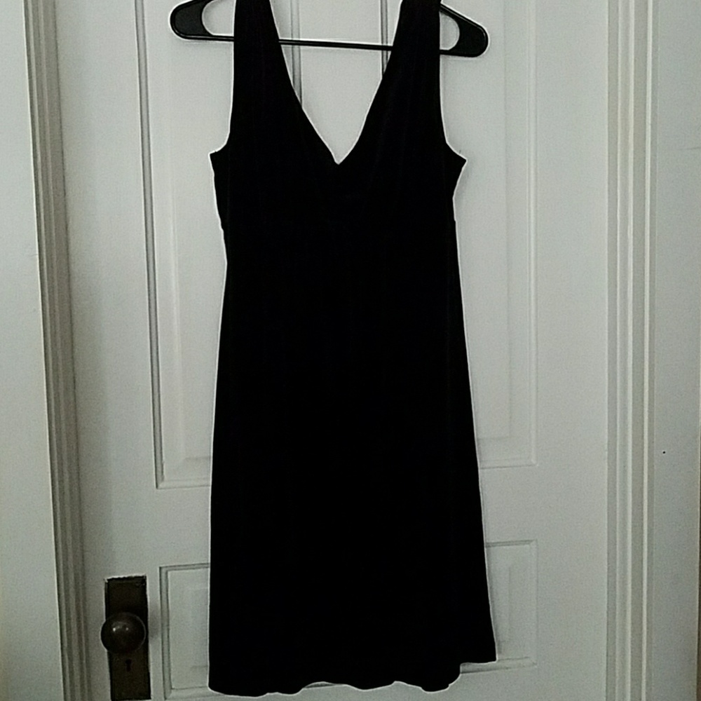 Old Navy black velour dress.  Knee length.